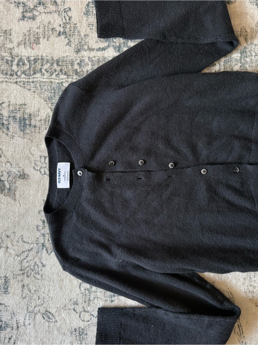 Old Navy Black Button-Up Crewneck Cardigan